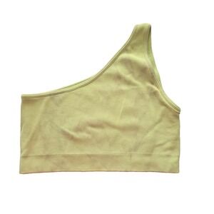 Ribbed Comfort Y2K Bra Top Single Strap Pullover Stretch Sleep Sportneer Green M